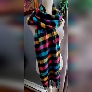 100% Cashmere Italy Design Colorful Striped Women's Scarf
